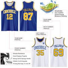 Load image into Gallery viewer, Custom Royal Gold-White Reversible Double Side Basketball Jersey
