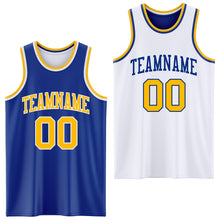 Load image into Gallery viewer, Custom Royal Gold-White Reversible Double Side Basketball Jersey
