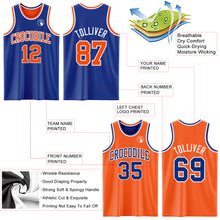 Load image into Gallery viewer, Custom Royal Orange-White Reversible Double Side Basketball Jersey
