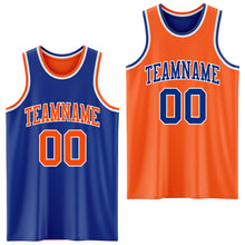 Load image into Gallery viewer, Custom Royal Orange-White Reversible Double Side Basketball Jersey
