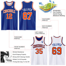 Load image into Gallery viewer, Custom Royal Orange-White Reversible Double Side Basketball Jersey
