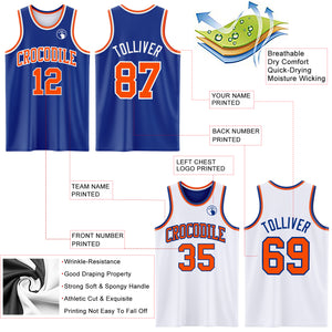 Custom Royal Orange-White Reversible Double Side Basketball Jersey