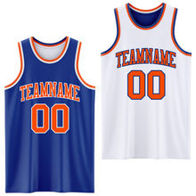 Load image into Gallery viewer, Custom Royal Orange-White Reversible Double Side Basketball Jersey
