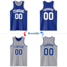 Load image into Gallery viewer, Custom Royal White-Gray Reversible Double Side Basketball Jersey
