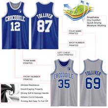 Load image into Gallery viewer, Custom Royal White-Gray Reversible Double Side Basketball Jersey
