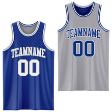 Load image into Gallery viewer, Custom Royal White-Gray Reversible Double Side Basketball Jersey
