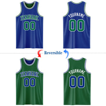 Load image into Gallery viewer, Custom Royal Kelly Green-White Reversible Double Side Basketball Jersey
