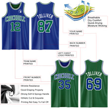 Load image into Gallery viewer, Custom Royal Kelly Green-White Reversible Double Side Basketball Jersey
