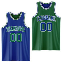 Load image into Gallery viewer, Custom Royal Kelly Green-White Reversible Double Side Basketball Jersey
