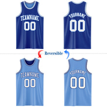 Load image into Gallery viewer, Custom Royal White-Light Blue Reversible Double Side Basketball Jersey
