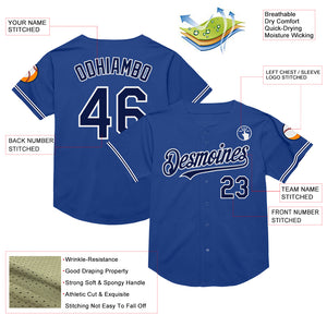 Custom Royal Navy-White Mesh Authentic Throwback Baseball Jersey