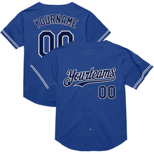 Load image into Gallery viewer, Custom Royal Navy-White Mesh Authentic Throwback Baseball Jersey
