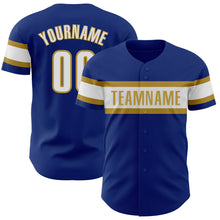 Load image into Gallery viewer, Custom Royal White-Old Gold Authentic Baseball Jersey
