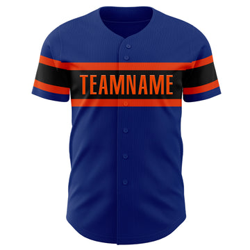 Custom Royal Black-Orange Authentic Baseball Jersey