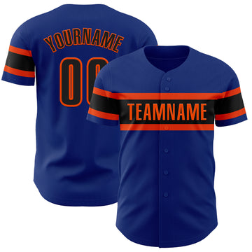 Custom Royal Black-Orange Authentic Baseball Jersey