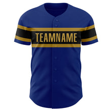 Load image into Gallery viewer, Custom Royal Black-Old Gold Authentic Baseball Jersey
