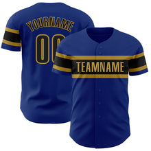 Load image into Gallery viewer, Custom Royal Black-Old Gold Authentic Baseball Jersey
