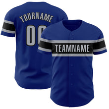 Load image into Gallery viewer, Custom Royal Gray-Black Authentic Baseball Jersey
