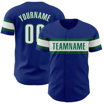 Custom Royal White-Kelly Green Authentic Baseball Jersey