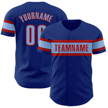 Load image into Gallery viewer, Custom Royal Light Blue-Red Authentic Baseball Jersey
