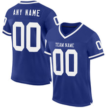 Load image into Gallery viewer, Custom Royal White Mesh Authentic Throwback Football Jersey
