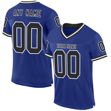 Load image into Gallery viewer, Custom Royal Black-White Mesh Authentic Throwback Football Jersey
