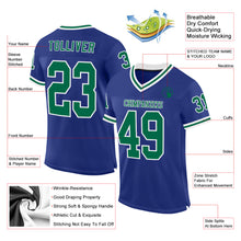 Load image into Gallery viewer, Custom Royal Kelly Green-White Mesh Authentic Throwback Football Jersey
