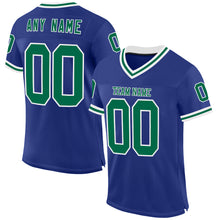 Load image into Gallery viewer, Custom Royal Kelly Green-White Mesh Authentic Throwback Football Jersey
