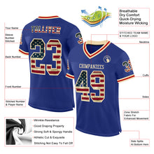 Load image into Gallery viewer, Custom Royal Vintage USA Flag Cream-Red Mesh Authentic Throwback Football Jersey
