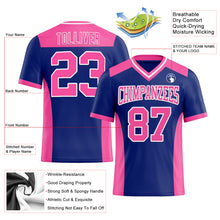 Load image into Gallery viewer, Custom Royal Pink-White Mesh Authentic Football Jersey
