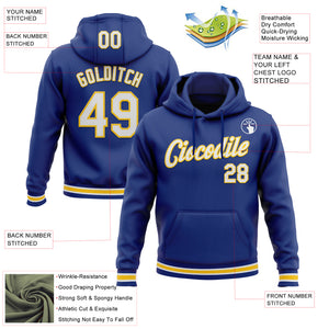 Custom Stitched Royal White-Yellow Sports Pullover Sweatshirt Hoodie