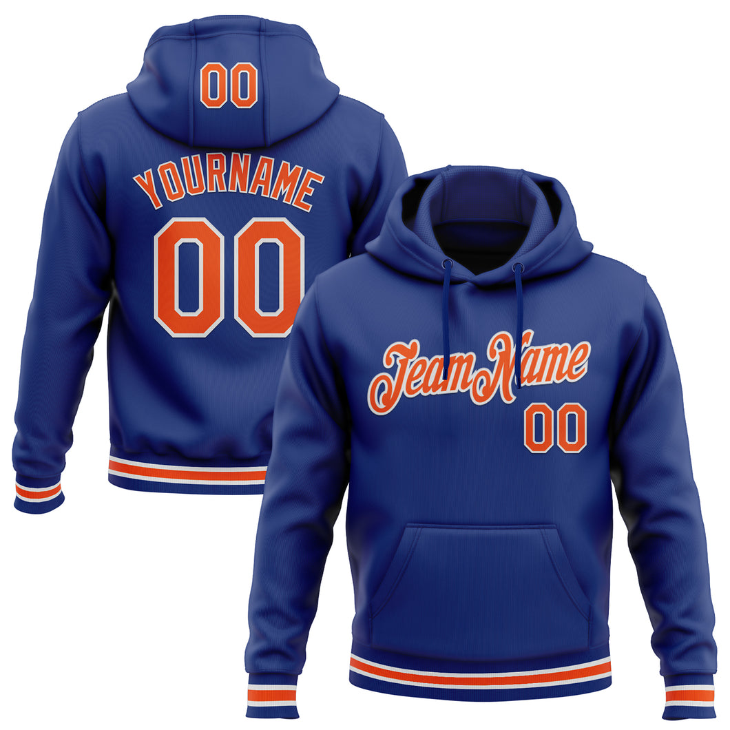 Custom Stitched Royal Orange-White Sports Pullover Sweatshirt Hoodie