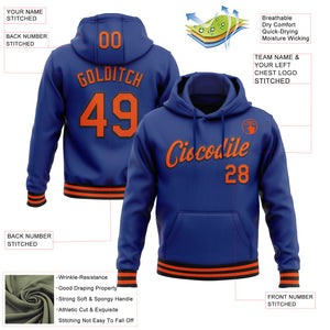 Custom Stitched Royal Orange-Black Sports Pullover Sweatshirt Hoodie