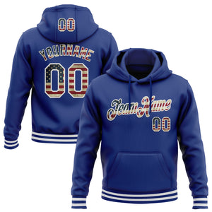 Custom Stitched Royal Vintage USA Flag-White Sports Pullover Sweatshirt Hoodie