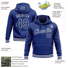 Load image into Gallery viewer, Custom Stitched Royal White Sports Pullover Sweatshirt Hoodie
