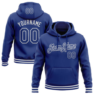 Custom Stitched Royal White Sports Pullover Sweatshirt Hoodie