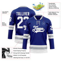 Load image into Gallery viewer, Custom Royal White-Gray Hockey Lace Neck Jersey
