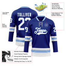 Load image into Gallery viewer, Custom Royal White-Light Blue Hockey Lace Neck Jersey
