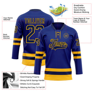 Custom Royal Navy-Gold Hockey Lace Neck Jersey