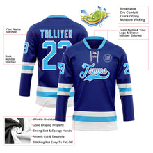 Load image into Gallery viewer, Custom Royal Sky Blue-White Hockey Lace Neck Jersey
