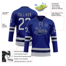 Load image into Gallery viewer, Custom Royal Gray-Navy Hockey Lace Neck Jersey
