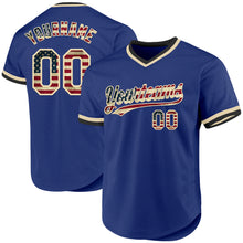 Load image into Gallery viewer, Custom Royal Vintage USA Flag Cream-Black Authentic Throwback Baseball Jersey
