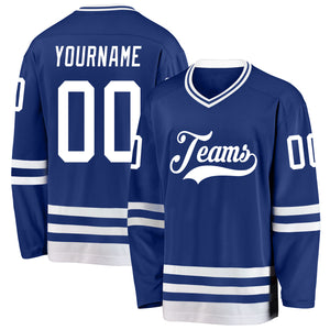 Custom Royal White Hockey Jersey