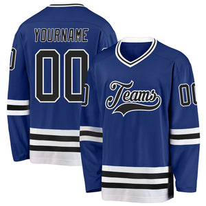 Custom Royal Black-White Hockey Jersey