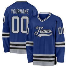 Load image into Gallery viewer, Custom Royal Gray-Black Hockey Jersey
