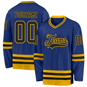 Custom Royal Black-Gold Hockey Jersey