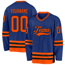 Load image into Gallery viewer, Custom Royal Orange-Black Hockey Jersey
