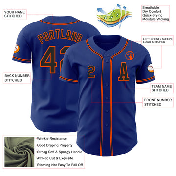 Custom Royal Black-Orange Authentic Baseball Jersey