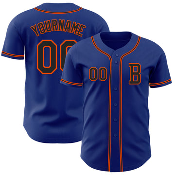 Custom Royal Black-Orange Authentic Baseball Jersey