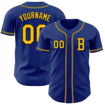 Custom Royal Yellow-Black Authentic Baseball Jersey